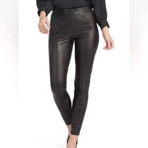 SPANX Faux Leather-like Ankle Skinny Pants small tall Stretch Noir 20282T